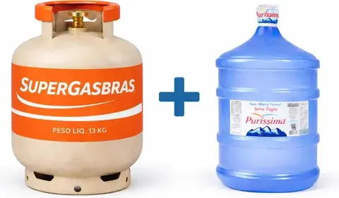 Botijão 13kg Supergasbras + Água 20L